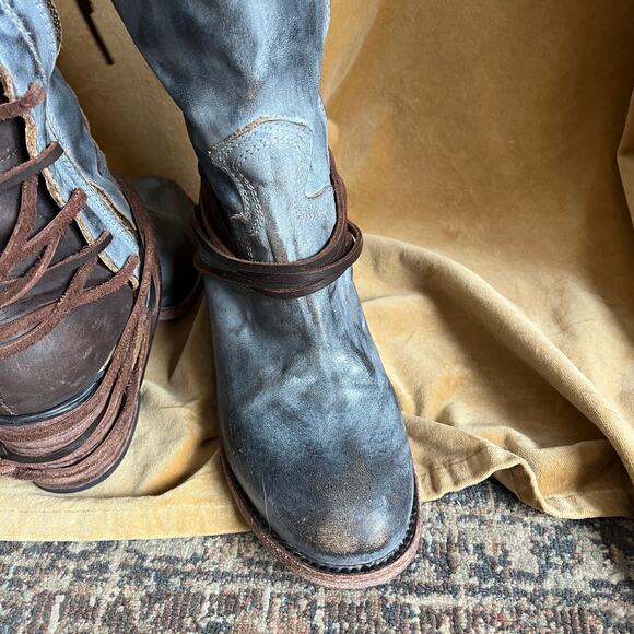 Freebird COAL Gray Lace-Up Back Knee High Boots Leather Size 8 - Picture 5 of 12